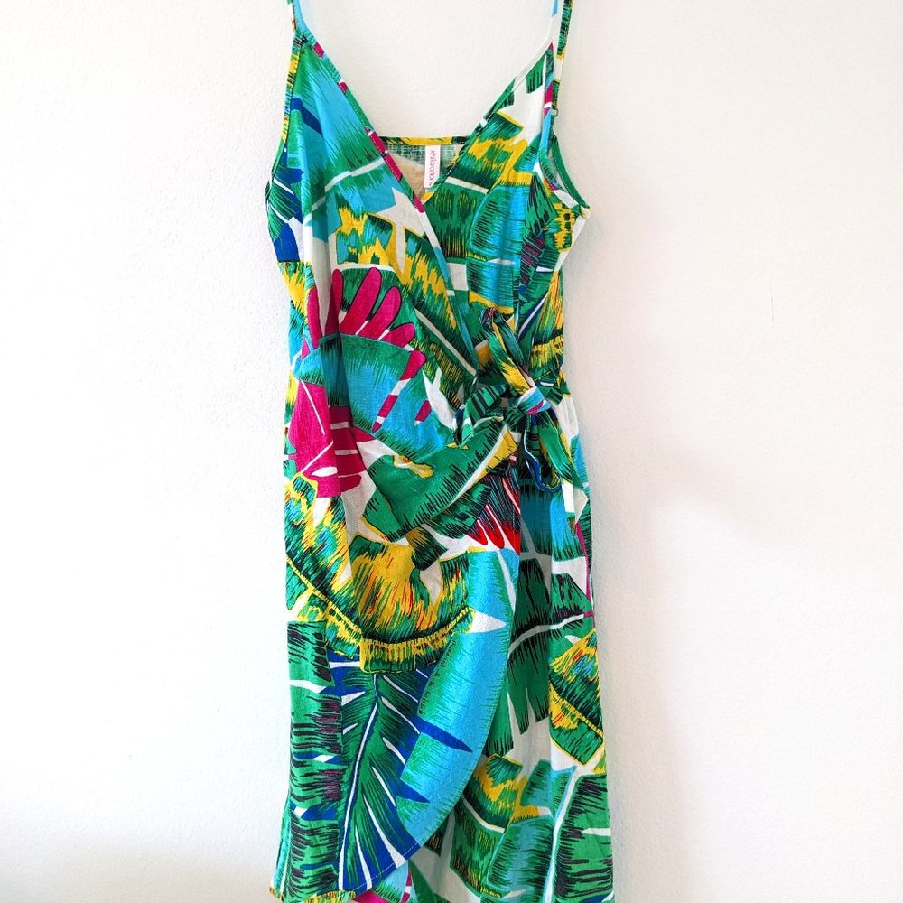 Xhilaration tropical wrap dress, XS